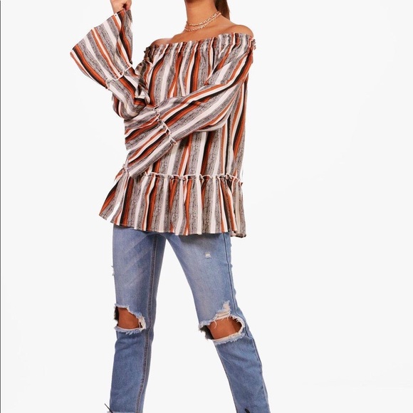 Off the Shoulder Stripe Top - Picture 1 of 1